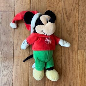 Disney Baby Christmas Holiday Mickey Mouse 12" Plush with Santa Hat Crinkle Ears